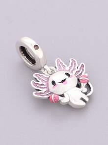 1pc 925 Sterling Silver Mini Axolotl Pendant, Neutral Cute Bead Charm For DIY Decoration, Gift - Silver - View 3
