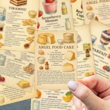 36 Stücke Vintage Dessert Rezeptkarten, illustrierte Schritt-für-Schritt-Anleitungen für Kuchen, Torten, Mousse & klassische Backwaren, Dessert-Backreferenzkarten - perfekt für Heimbäcker und Feinschmecker - A - Übersicht 1