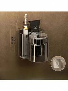 1pc Wall-Mounted Toothbrush Holder With Rinse Cup - Space-Saving Bathroom Toothpaste & Toothbrush Organizer, Multi-Function Storage Rack For Toothbrush, Lipstick, Cosmetics, Etc. - Multicolor - View 9