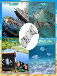 1pc Foldable Fishing Trap, Suitable For Crab, Small Fish, Crawfish And Shrimp - Portable Nylon Bait Cage, Black - Durable PA Material, Mixed Color, Ideal For Shrimp And Crawfish Fishing, Bait Suitable For Outdoor Fishing, Camping, Survival - Multicolor - View 11