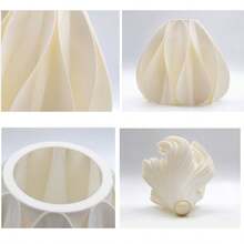 Small 3D Printed Lamp Shade, Nordic Modern Minimalist Dining Room Bedroom French Cream Style Petal ABS Plastic Lamp Shade, E14 Lamp Socket (Comes With Socket Ring), Excluding Power Supply - 3D Lampshade - View 6