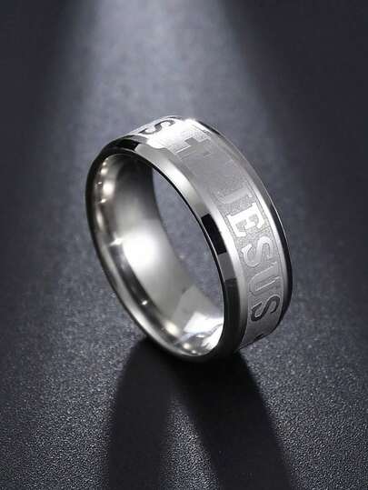 1 pieza Anillo de cruz oblicua minimalista de acero inoxidable para hombres