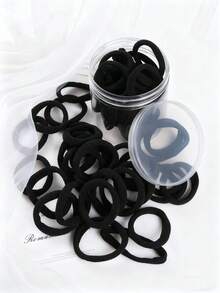 50pcs/20pcs Women High Elasticity Hair Ties, Daily Ponytail Hair Ties, Seamless Hair Ties, Suitable For Casual Wear Hair Rubber Bands Scrunchies Hair Rope Beauty Home Hair Accessories - Black and White - View 1