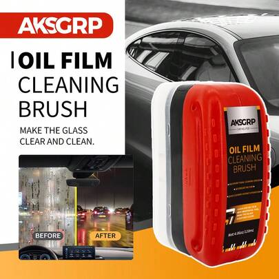1 Set Professional Glass Anti-Fog Cleaning Kit, Includes Cleaning Brush And Cleaning Solution, Suitable For Removing Oil Film And Stains On Car Windshield, Rearview Mirror, Windows, Sunroof, Home Mirrors, Helmet Visors