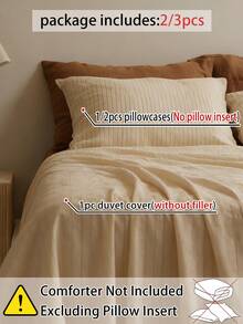 2/3件套100%纯棉条纹被套组（不含被芯） - 柔软透气，现代条纹印花床上用品套装，适用于卧室/客房，家居及宿舍必备装饰，四季皆宜的舒适床上用品套装 - 彩色 - 查看 5