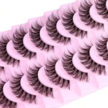 10 Pairs Transparent Stem Thick & Long False Eyelashes - Black - View 2