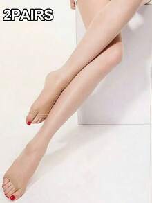 1双女士性感露趾透明连裤袜 - 杏色 - 查看 8