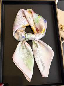 1条女士优雅复古印花轻薄缎面方巾，波西米亚风休闲女士围巾/披肩，轻薄舒适，适合春夏日常佩戴和外出。 - 彩色 - 查看 5