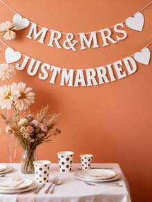 2/1pc Băng rôn tiệc độc thân cô dâu Just Married,Mr & Mrs,Băng rôn đám cưới, Cờ treo trang trí bằng giấy cứng, Phụ kiện tiệc lãng mạn cho tiệc độc thân cô dâu kỷ niệm,Tiệc đính hôn Dây treo đám cưới Biển đón khách Quà tặng phù dâu - A - Xem 3