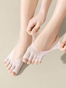 1/5 pares de calcetines de dedos expuestos, veranos finos y cómodos de terciopelo transpirables con separador de dedos y estilo de barco poco profundo - Multicolor - Ver 2