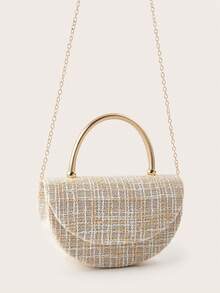 优雅女士手提包，简约链条手拿包，轻便奢华派对/晚宴包，送给女朋友的完美生日礼物，适合派对、婚礼、舞会、宴会，可搭配节日派对礼服、晚礼服和亮片连衣裙。 - 杏色 - 查看 4