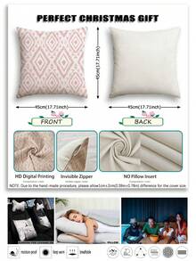 4件套现代几何图案抱枕套，装饰性几何线条抱枕套，复古亚麻材质，隐形拉链，可水洗，简约时尚线条设计，适用于家居装饰、沙发、客厅、卧室、汽车、户外等场所，不含枕芯 - 柔霧粉 - 查看 4