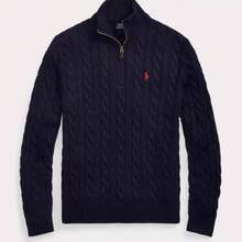 Jersey de punto con cuello alto y cremallera media de Polo Ralph Lauren, con bordado, para hombre, para otoño/invierno - Azul Marino - Ver 1