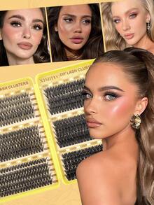 XISHIYO 570/530/300片装蓬松浓密假睫毛，10-18毫米，轻盈精致，适合日常佩戴、派对、音乐节、万圣节、圣诞节等各种场合，打造完美妆容。睫毛片、假睫毛条、单根假睫毛、假睫毛。 - 彩色 - 查看 4