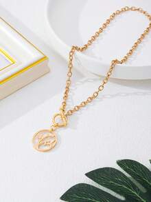 1 pieza Collar con colgante de árbol de metal de moda - Amarillo Oro - Ver 4