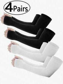 4 Pairs/1 Pair Beister UV Protection Cooling Arm Sleeves, Unisex Summer Outdoor Sun Protection Arm Sleeves With Thumb Hole, Men Sun Protection Sleeve, UV Protection - A - View 3
