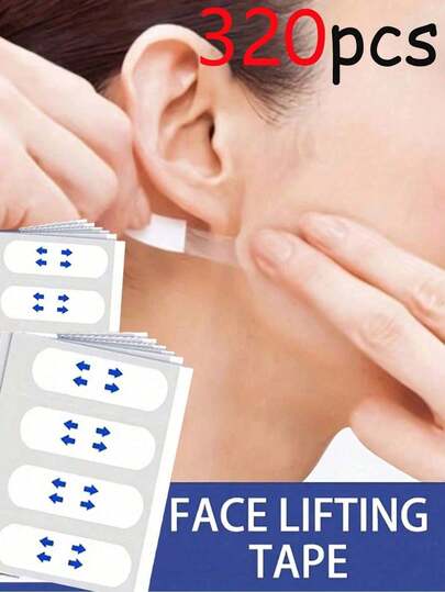 320pcs/160pcs/120pcs/80pcs/40pcs Invisible Lifting Firming Transparent Plastic Face Mask Tapes, Lift Sagging Skin, Suitable For All Skin Types Men & Women, Lift Chin & Neck, Slim Face, Alcohol-Free, 20pcs/5pcs