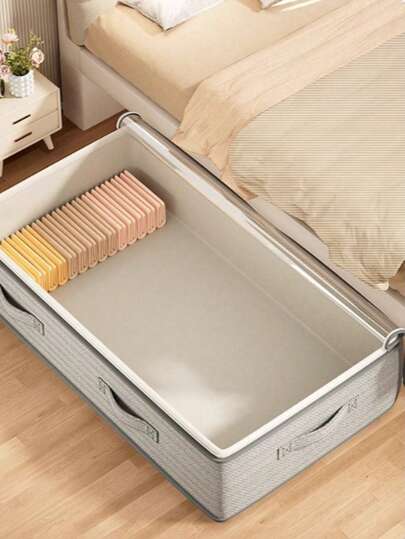 1 st grå förvaringsväska under sängen, utnyttjar sängens bottenutrymme fullt ut, kan användas som förvaringsväska för skåpöverdel, löser enkelt förvaringsproblem, platt förvaringsväska, lådförvaringsväska, täckesförvaringsväska, sorteringsväska för kläder, lätt att vika ihop, lämplig för sovrumsförvaring, förvaring under sängen, rumsinredning, förvaring av sommarkläder, förvaringsväska, reseessentiellt