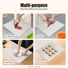 60*50cm Large Cutting Board Stainless Steel Chopping Boards W/ Front Overhang - Silver - View 7