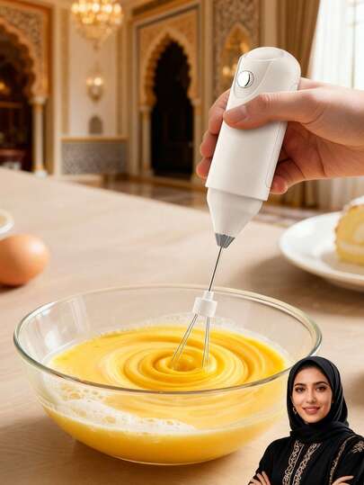 1pc Electric Mini Egg Beater, Powered By 2 AA Batteries (Not Included), Electric Mixer, Kitchen & Dining Small Tool Mixer, Handheld Coffee Shop Home Baking Milk Frother, Electric Milk Frother, Handheld Electric Milk Frother