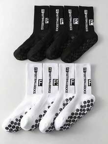 2双/4双装运动袜，足球袜，篮球袜，黑白配色 - 黑與白 - 查看 4