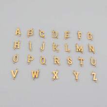 1 pieza Nuevo brazalete de cadena de acero inoxidable dorado con inicial simple para mujer - Amarillo Oro - Ver 4