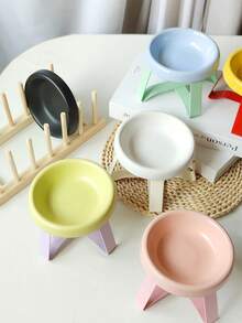 1pc Plastic Elevated Pet Food Bowl Elevated Pet Food Bowl The Non-Sliding Tilt Pet Bowl Is Ideal For Dog And Cat Feeding To Reduce Neck Strain And Improve Digestion - Multicolor - View 1