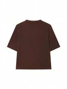 DEEKA Summer New Arrival Women Fashion Minimalist Versatile Short Sleeve Knit Top Spring - Brown 1 - View 8