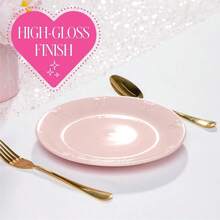 Collection Blush Pink 8.5-Inch Stoneware Salad Plate Elegant Embossed Bow Decor Durable Kitchen Plate For Dining & Holiday Table Setting - Salad Plate - View 8