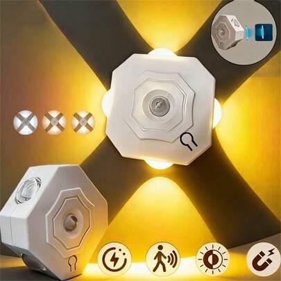 1个夜灯，感应式运动灯，氛围墙面装饰灯，适用于卧室、衣柜、情人节装饰灯（400mAh）