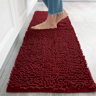 1pc Minimalist Soft Chenille Absorbent Non-Slip Bathroom Mat, Toilet Mat