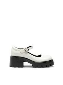 Women's Mary Janes Shoes Platform Chunky Low Heels Comfortable Cute Pumps Round Toe Ankle Strap Woman Shoes - 白色 - 查看 6