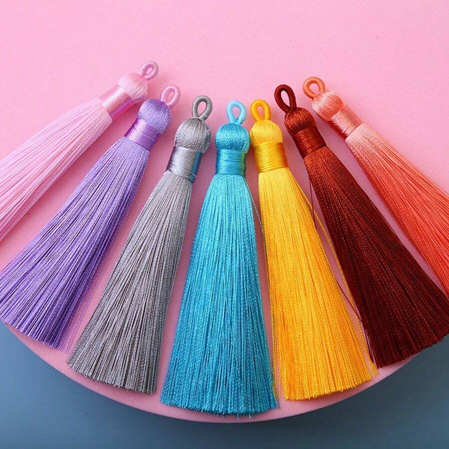 彩色吊坠流苏，手工编织拉环 DIY 包包彩色吊坠时尚装饰流苏，适用于枕头、衣服、书签、窗帘缝纫 DIY 手工艺品，菠萝帽流苏吊坠礼盒扇形吊坠（随机混装发货） - 20個流蘇 - 查看 1
