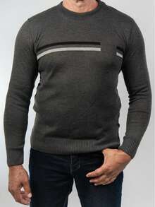 Men's Sweater Round Neck Men's Sweaters Knit Long Sleeve Old Money Men's Clothing Winter Elegant Work Out Party Casual - 石墨 - 查看 5