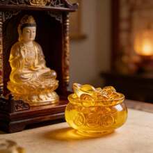 元宝水晶玻璃宝盆，内含1个大金锭和32个小金锭，水晶风水招财碗，家居办公摆件，寓意繁荣昌盛。 - 聚寶盆 - 查看 6