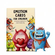 32张情绪怪兽卡片，附带说明，可爱情绪卡片 - 自我调节工具，社交情感学习，情绪管理 - 彩色 - 查看 1