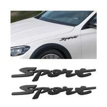 2 PCS Metal Car Sport Sticker 3D Sport Logo Raised Front Hood Grill Letters Decals Badge Emblem Auto Side Fender Rear Trunk Emblem Badge Universal Vehicle Exterior Accessories Black#1 - 黑1 - 查看 7