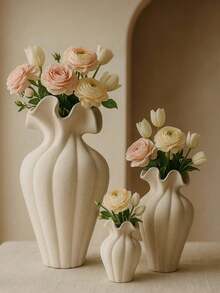 哑光雕花花盆，现代装饰落地/桌面花瓶，简约北欧风家居装饰，优雅客厅/餐桌装饰，婚礼/圣诞装饰，送她的礼物，女友礼物，女士冬季礼物 - 彩色 - 查看 3