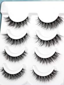 4 Pairs Mixed 2 Styles, 5-13mm Length Black Messy Crossing Dense Short Eyelashes, Suitable For Daily Wear - 黑色 - 查看 7
