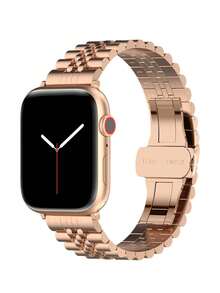 Huastonband 適用於 44mm 38mm 40mm 41mm 42mm 45mm 46mm 49mm，經典五珠設計玫瑰金不鏽鋼手錶錶帶，易拆卸快拆設計不鏽鋼手錶錶帶附拆卸工具，相容 配件，相容 錶帶 S11/S10/S9/S8/S7/S6/S5/S4/S3 SE Ultra，適合商務場合、派對、節日禮物，男女通用配件 - 玫瑰金 - 查看 4