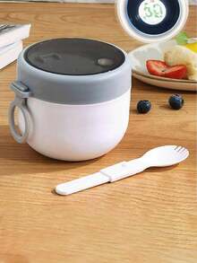 1 pièce Tasse de petit-déjeuner à l'avoine, Tasse à yaourt, Tasse à salade, Boîte à bento, Récipient d'avoine scellé, Récipient de petit-déjeuner portable, Réutilisable pour les fruits, les puddings, les yaourts, les salades, les céréales, le lait, la soupe et plus encore. Convient pour la maison, l'école, le bureau, les voyages et les pique-niques en plein air. Cadeau de Noël - Multicolore - Voir 10