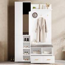 Hall Trees - White + Particle Board - View 7