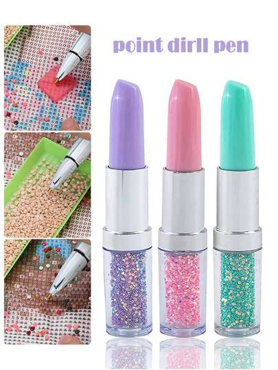 1 juego de bolígrafo con forma de labios de diamante | Herramienta de pintura de diamante 5D, bolígrafo de puntos de diamante, adecuado para bordado a mano, material de plástico