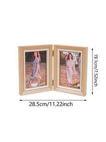 Tabletop Folding Photo Frame, Holds 2 Pcs 4x6 Inch Photos, Plastic Foam Material, Creative Hinged Frame, Suitable For Living Room, Bedroom, Display Art Photos - Multicolor - View 5