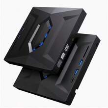 External DVD Drive, USB 3.0 Portable, Type-C Compatible, CD/DVD  Disk Drive External DVD Player CD/DVD ROM Burner Reader Compatible Laptop Desktop PC Windows Linux  IOS Black - Black - View 2