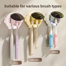 宇航员牙刷架，卡通牙刷收纳架壁挂式，四口之家浴室牙刷架，无需钻孔 - 彩色 - 查看 9