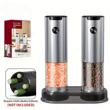 1/2 电动盐和胡椒研磨器套装 - 一键自动研磨，带透明视窗，3.21盎司大容量，LED灯和可调节研磨粗细，厨房工具，适合作为婚礼和圣诞节礼物 - 彩色 - 查看 13