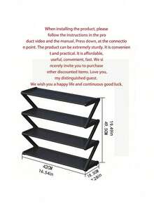 1pc 4-Tier Z-Shaped Shoe Rack, Plastic Freestanding Storage Shelf, Multi-Function High Capacity Storage Rack, Easy Assembly Floor Standing, No Tools Required, Stackable, Essential For Home & Dorm, Space Saving, Organizer For Shoes, Boots & Miscellaneous, Suitable For Hallway, Wardrobe, Living Room, Bedroom - Multicolor - View 10