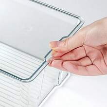 Clear Plastic Stoe Organizer Bins Wit Acrylic Li   Ken Cupboard Pantry Ses Medicine Cabinet Craft Rooms - 4.5-Inces Tall - 4 Pack - Clear - View 2