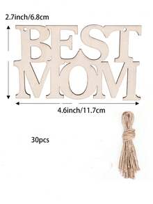 10/20/30件装最佳妈妈未完成木制工艺品，母亲节儿童绘画工艺品，木制镂空图案可涂色，木制字母装饰品，母亲节礼物，妈妈生日派对教室DIY标签 - 卡其色 - 查看 8